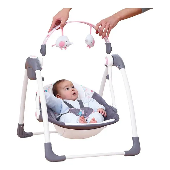Mecedora Columpio Infanti Para Bebe Pilas Corriente Color Rosado Verde Bebés