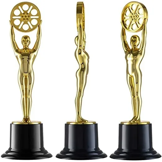 Trofeo Plástico Cine - Oscar / Hollywood - Dorado De 15,5 Cm