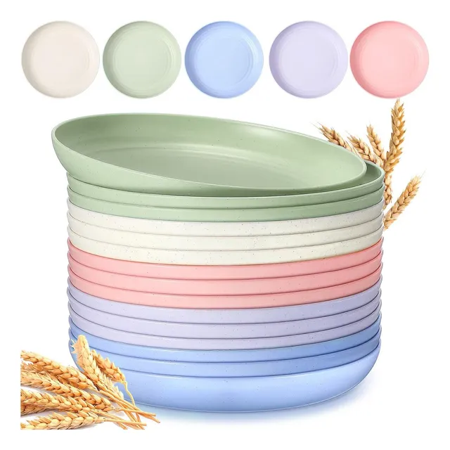 Pack 15 Platos Plásticos Reutilizable Colores Surtidos 22cm