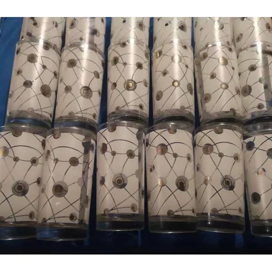 Juego De 18 Vasos De Vidrio Decorados