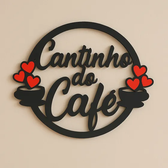 Placa Cantinho Do Cafe Mdf Preto Para Parede