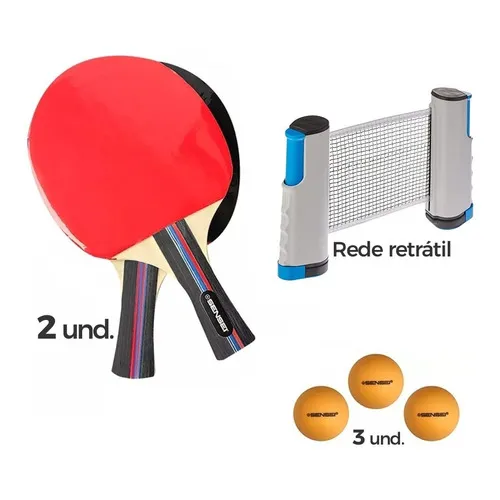 Kit de 2 raquetas profesionales de tenis de mesa Sensei C, color rojo y negro