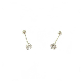Arete Broquel Recto Zirconia Circular 3.5mm Plata Niña Mujer Arete Broquel Recto Zirconia Circular 3.5mm Plata Niña Mujer