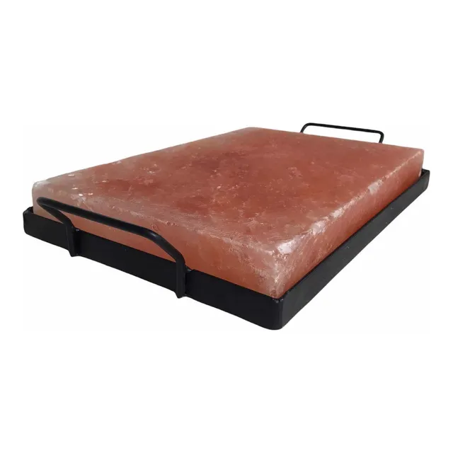Tabla Bloque De Sal Del Himalaya 30x20x4cm Incluye Base