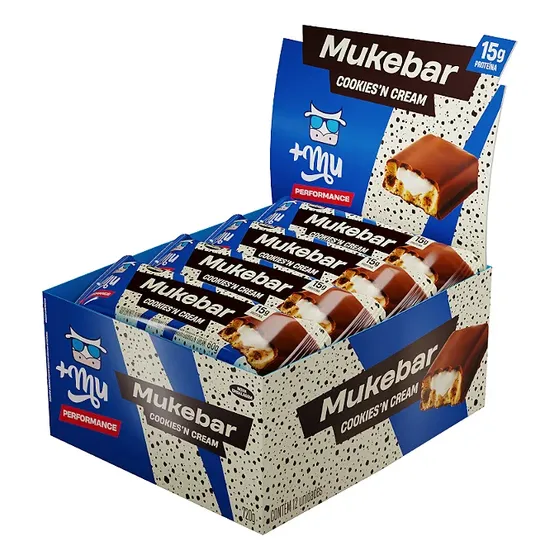 Barra De Proteína Mukebar Cookies'n Cream 12 Unidades 720g Mais +Mu
