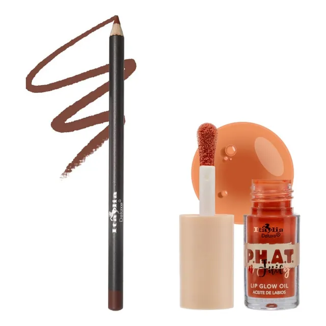 Lip Combo/ Lip Oil Gloss P.h.a.t + Delineador Italia Deluxe