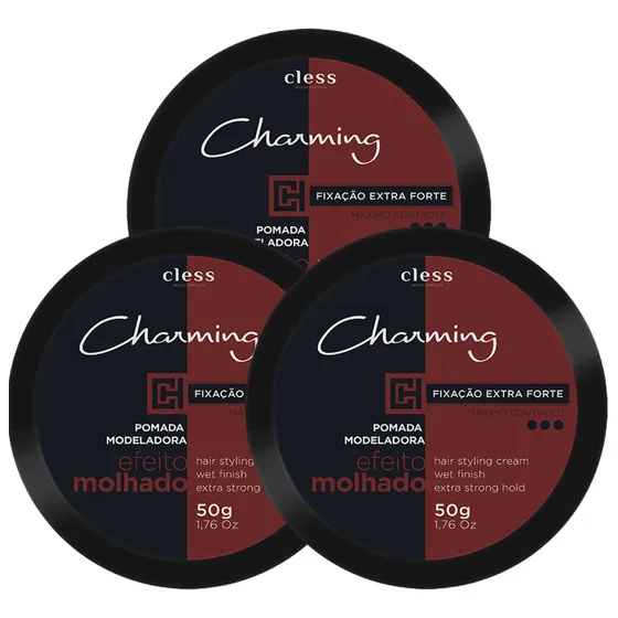 Kit Pomada Cless Extra Forte Efeito Molhado Com 3 50g