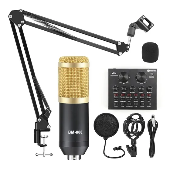 Micrófono Condensador Profesional Con Consola Podcast Pc