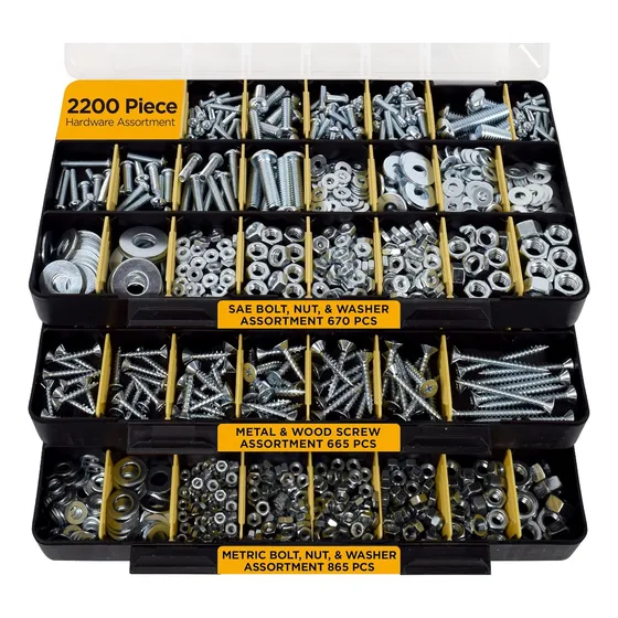 Kit Tornillos Tuercas Arandelas 1700 Piezas C/ 3 Bandejas