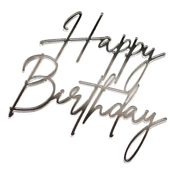 Muni Party Cake Topper Frontal Happy Birthday Cf500 Plata 