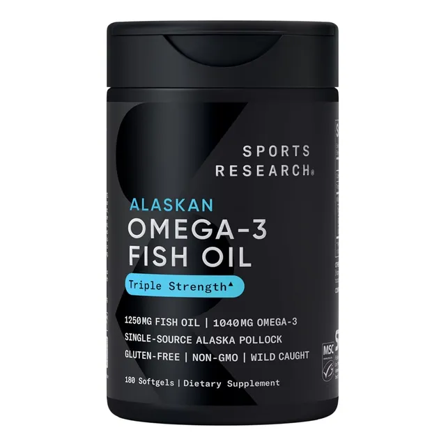 Aceite De Pescado De Alaska Sports Research 180 Cápsulas Sin Sabor