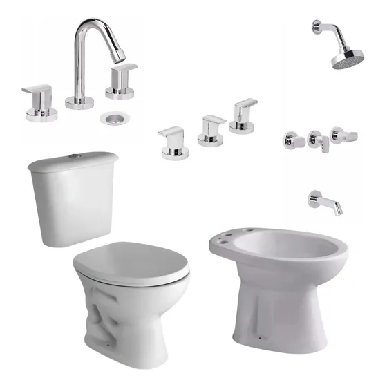 Juego De Baño Combo De Sanitarios Ferrum Griferia Completa