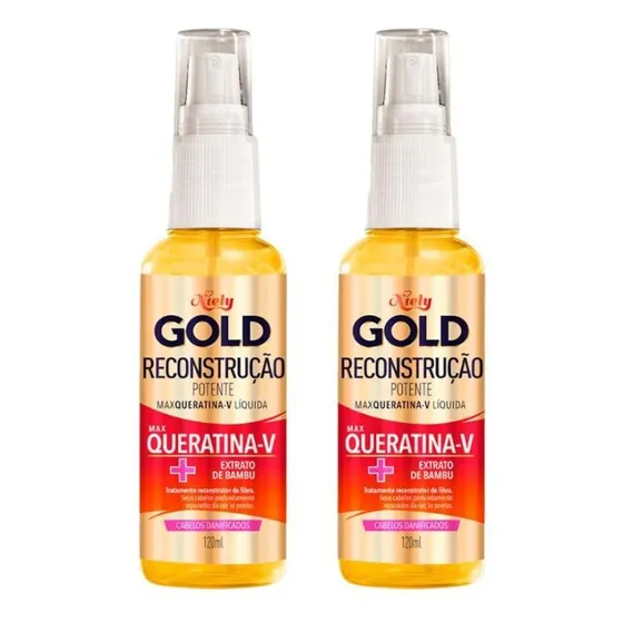 Queratina Niely Gold Liquida Spray 120ml - Kit Com 2un