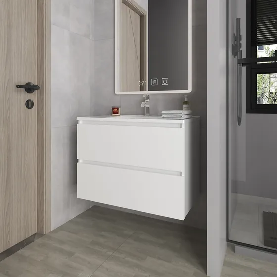 Mueble De Baño Opalo 80 56x80x45 Rta Cantidad De Agujeros Para Grifería Un Agujero Bacha Blanco Mueble Blanco