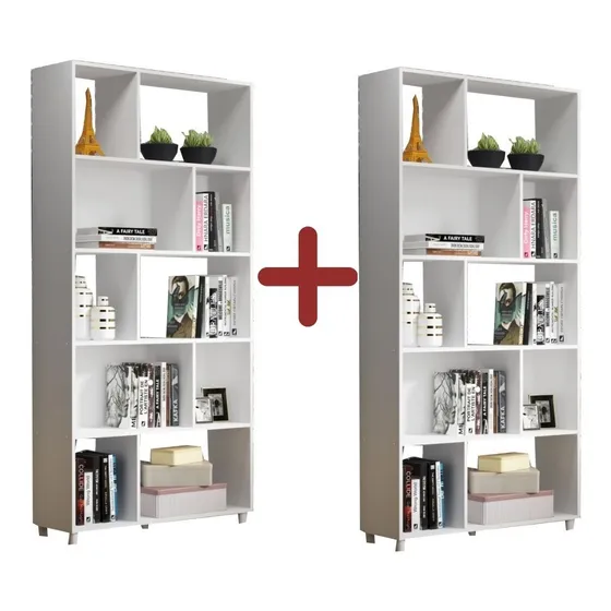 2 Estanterias Biblioteca Repisa Multiuso Escritorio Oficina Color Blanco