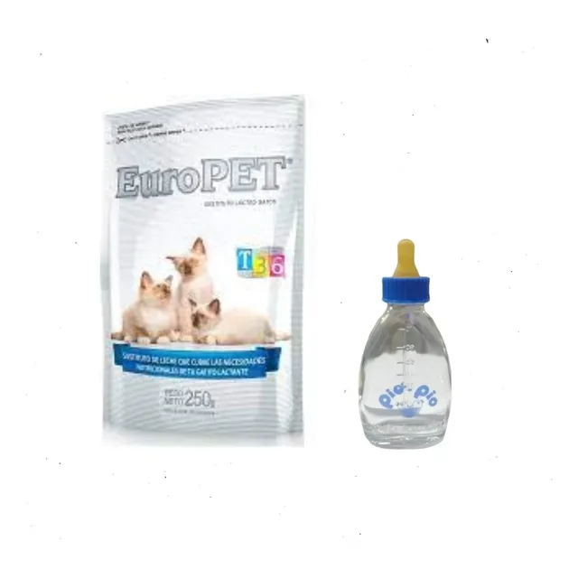 Europet Leche Gatito Gato Lactante + Mamadera Vidrio Pio Pio