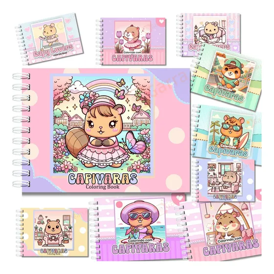 Coleção Livro De Colorir Capivaras Fofas Inspirado No Sucesso Tik Tok Bobbie Goods Capa Dura Com Brilho Holográfico Com Acetato Folhas Grossas P Pintar C Touch Ohuhu Desenhos Comfy Cute Anti Estresse