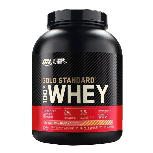 Suplemento Optimum Nutrition Proteína Proteína Gold Standard 100% Whey sabor strawberry banana de 2.27kg en polvo