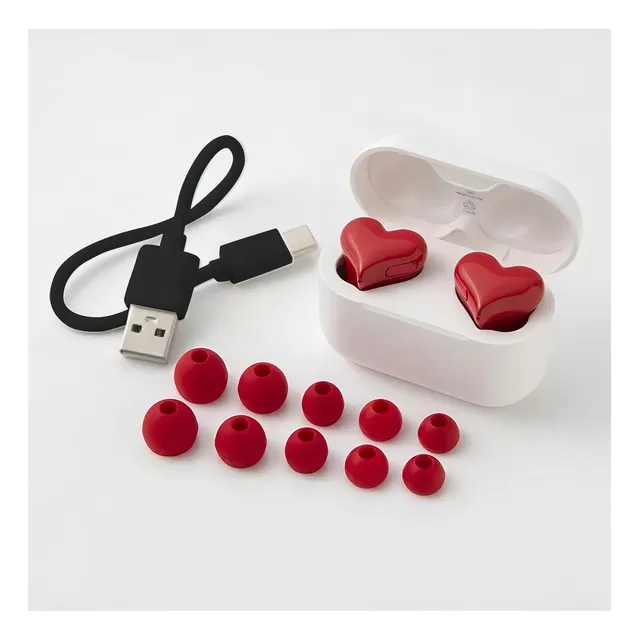 Auriculares Bluetooth En Forma De Corazón Con Cancelación De Color Rojo