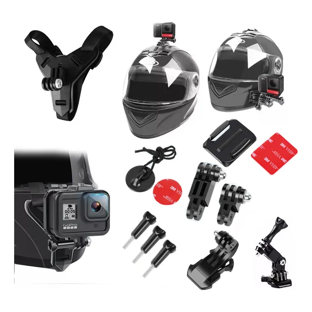 Base Adaptador Casco Moto Kit Lateral Gopro Cámara Acción