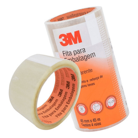 Kit 4 Fita Adesiva 3m Transparente 48mm X 50m Larga Embalagem Kit 4 Fita Adesiva 3m Transparente 48mm X 50m Larga Embalagem