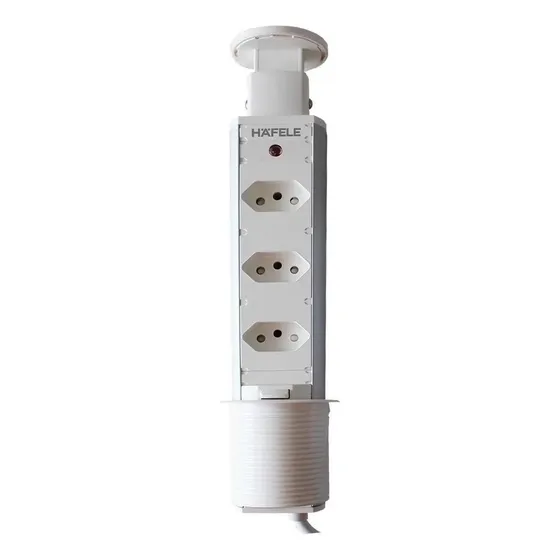 Torre de Tomada Retrátil Hafele de Embutir Multiplug Branca
