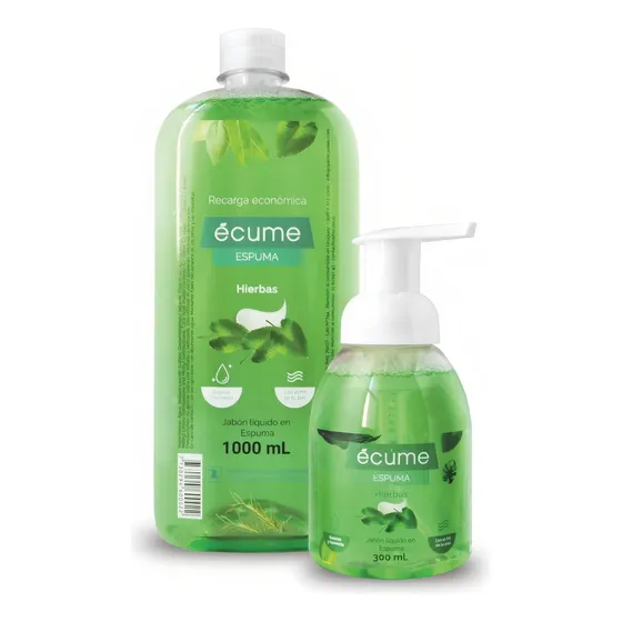 Jabon Liquido Espuma Ecume 1000 Ml + 300 Ml Hierbas