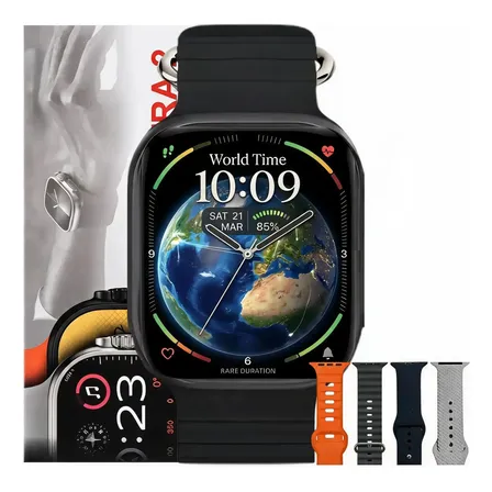 Relógio Smartwatch N11 Ultra 2 Série 10 Esportivo 4 Pulseira Preto