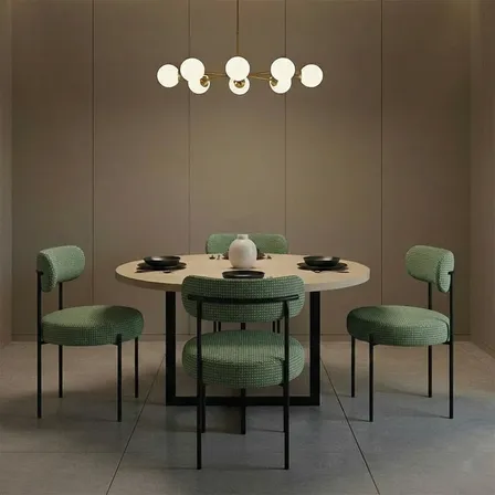Cadeira Sala De Jantar Margara Kit 4 Em Aço Preto Napoli Verde