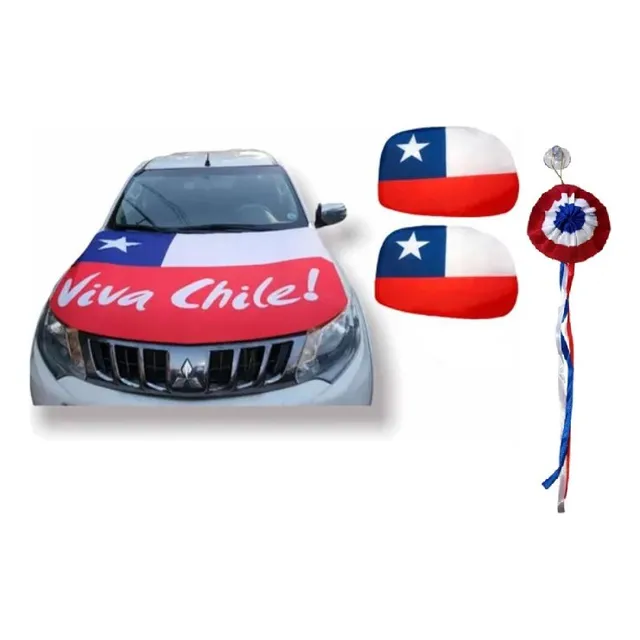 Set Bandera Cubre Capot Cubre Espejo Para Auto Fechas Patria