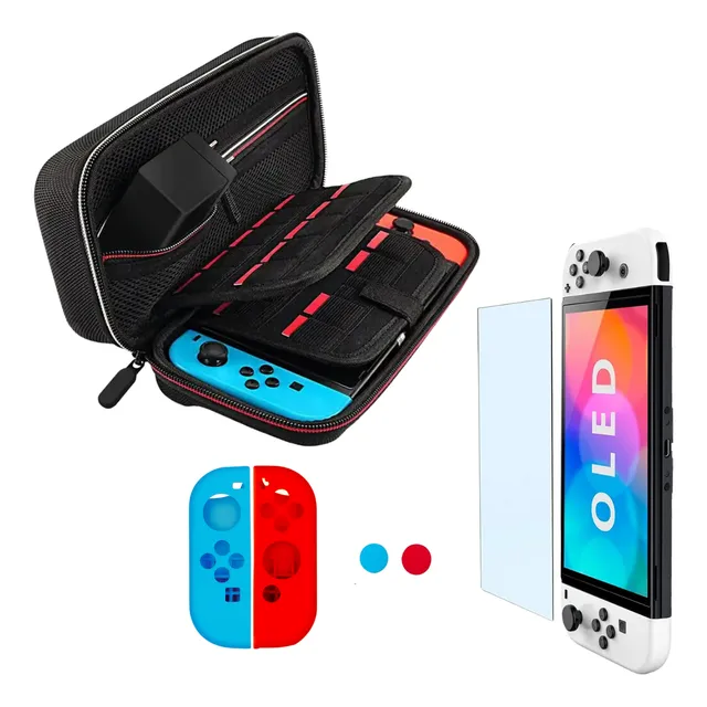 Kit 2-1 Funda Nintendo Switch + Vidrio Templado Oled 9h