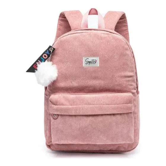 Mochila Spector Enjoy Nytron Cor Rosa Desenho Do Tecido Veludo
