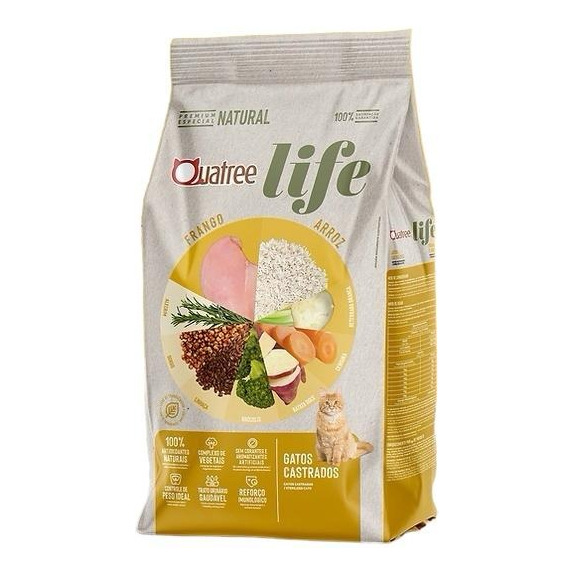 Ração Quatree Life Gatos Ad Castrado 10.1kg Sem Transgênicos Ração Quatree Life Gatos Ad Castrado 10.1kg Sem Transgênicos