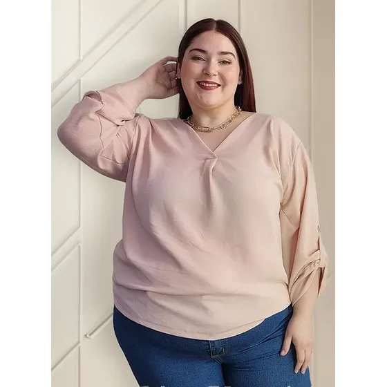 Blusa Tusor Elastizado Manga Larga Camisa Pinza 