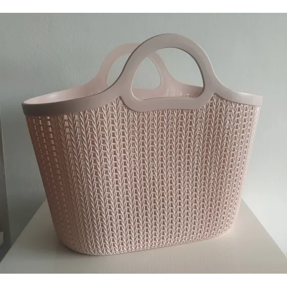 Cesta Decorativa, Multifuncional, Rosada, Plástica, Usada