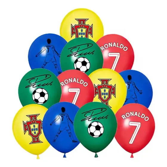 Pack 12 Globos Latex Cristiano Ronaldo Cr7 Cumpleaños