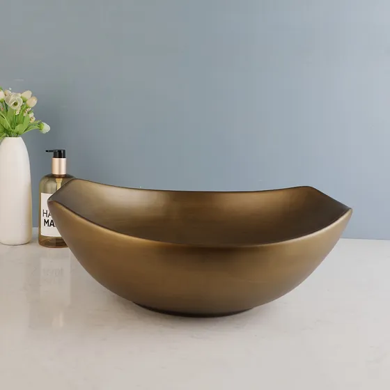 Bacha Baño Diseño Apoyo Acabado Bronce Antiguo Premium