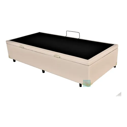 Cama Box Baú Solteiro 88x188 Fabricação Própria Cor Corino Bege