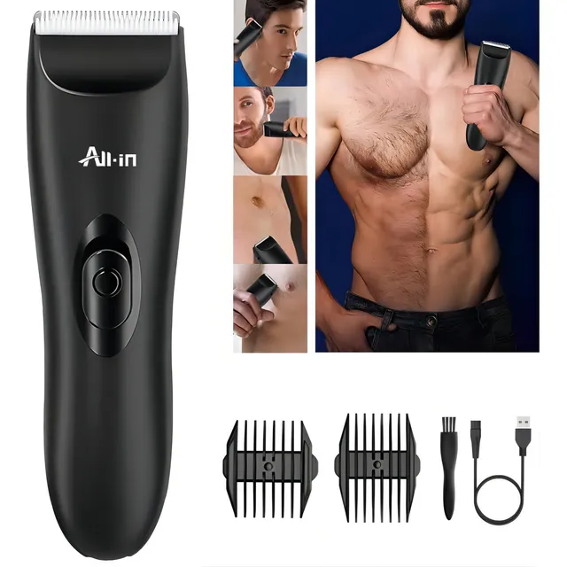 All-in® Rasuradora Electrica Corporal Zonas Intimas Barba Cabello Afeitadora Impermeable Ipx7 Recargable Inalambrica Maquina para cortar todo el vello del cuerpo Hombre Regalo B-565BK