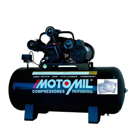 Compressor 15 Pés 175 Litros 140 Libras Monofásico Motomil