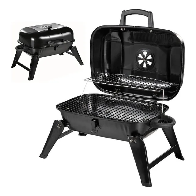 Parrilla De Carbón Portátil Asador De Carbon Azador Portatil Color Negro