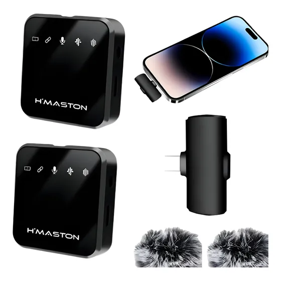 Microfone H'maston Mk15 Lightning Sem Fio Lapela Para iPhone