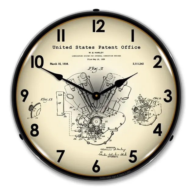 Davidson Knucklehead 1938 Patente Retroiluminado Led Reloj