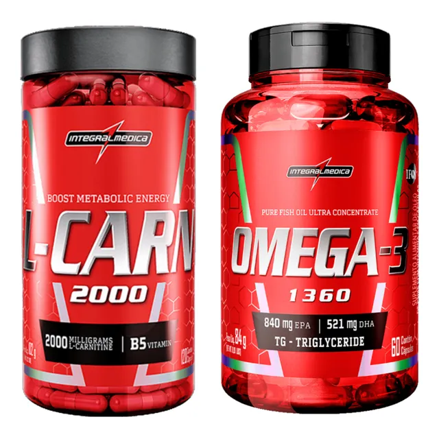 L-carnitina 120 Caps + Omega 3 60 Caps Integralmedica