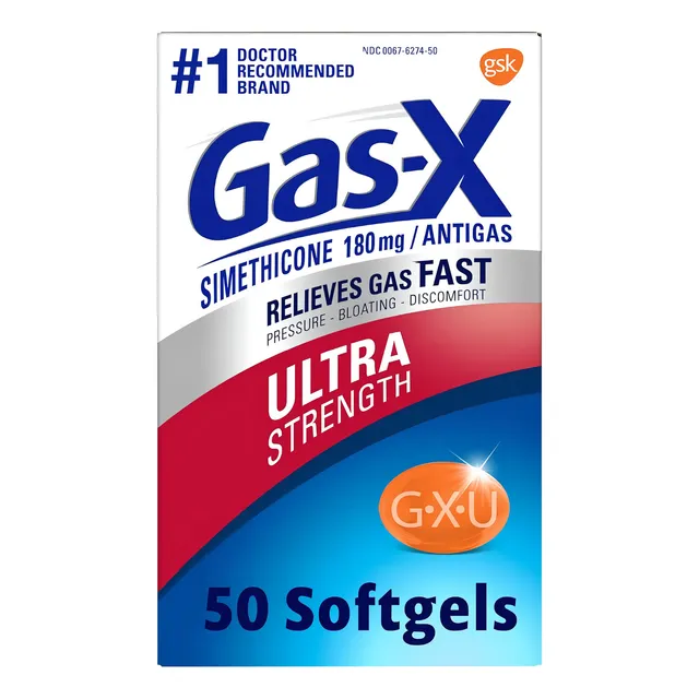 Suplemento En Softgels Gsk Suplemento Gas-x Simethicone 180 Mg Antigas Simeticona En Caja De Cartón De 50g 50 Un