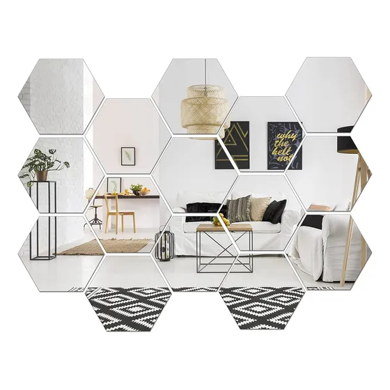 Espejo De Pared Hexagonal Acrílico Extraíble De Gran Tamaño