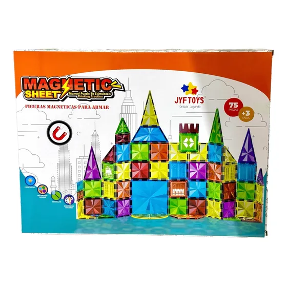 Magnetic Sheet Bloques Para Armar Magnéticos Mixio 75 Pcs