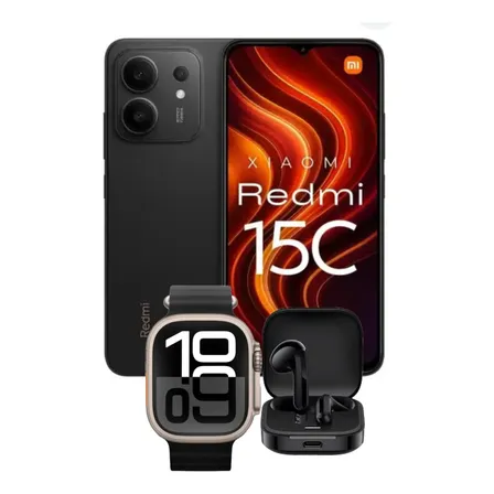Smartwatch+ Celular Lançamento Redmi 15c E Fone Bluetooth Preto 128 Gb