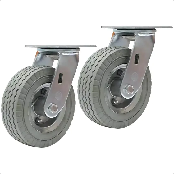 Kit 02 Rodizio Giratório Pu 6x2 Roda Maciça Carga 140kg