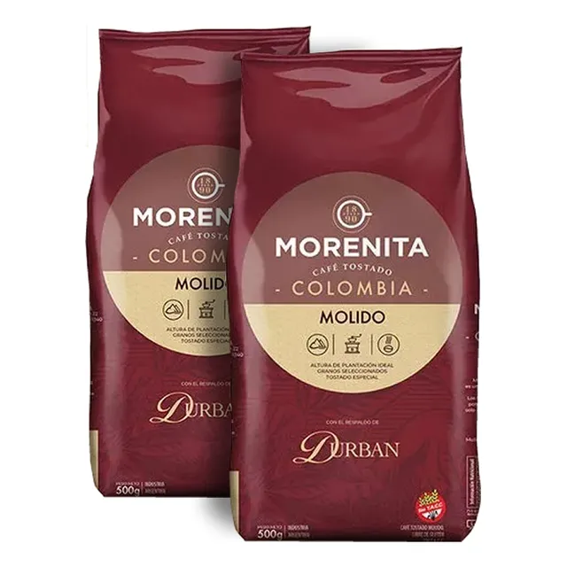 Morenita Cafe Molido Tostado Colombia 500g X 2uni Sin Azúcar